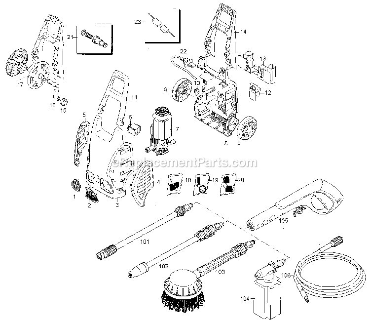 Black and Decker PW1700-B3 (Type 1) Pressure Washer Power Tool Page A Diagram